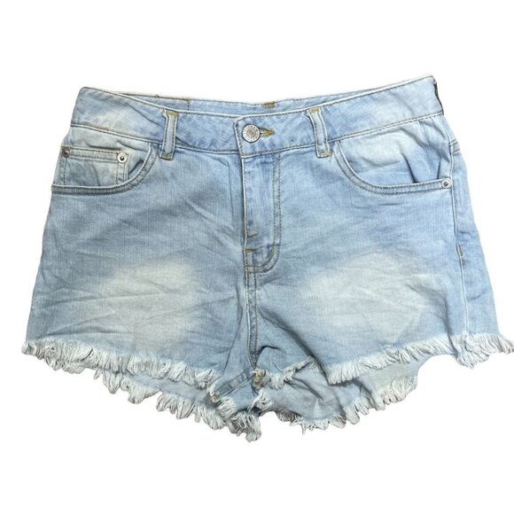 Love Tree Denim Light Wash Jean Short Shorts Raw Hem Size S Small - Picture 1 of 6